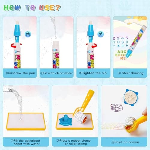 bemece Water Doodle Mat 40 x 32 Inches Aqua Painting Drawing Mat Mess Free Learning Toy Mat Early Education Gifts for Kids ChildrenToddlers Aged 3 4 5 6 7 Years Old thumbnail 6