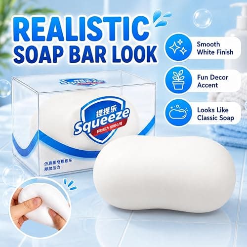 Crunchy Soap Squishy Toy, Slow Rising Squeeze Stress Ball, Soft Sensory Fidget Toy for Adults and Teens, Fun Stocking Stuffer, Party Favor and Gift(White) thumbnail 5