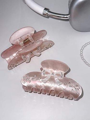 OUSEON Bow Hair Claw Clips for Women, Non-Slip Sparkling Hair Clamps for Thick Hair, Strong Hold Hair Accessories for Workout Party Everyday Use thumbnail 8