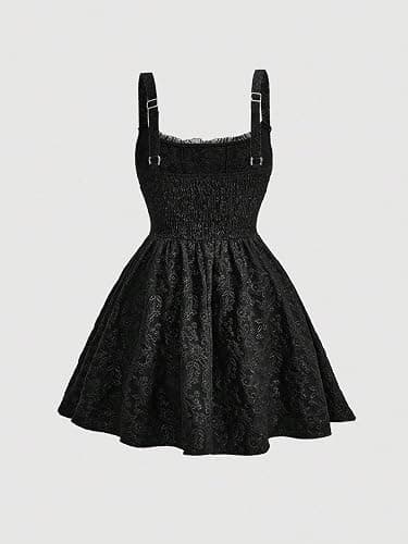 BEAUDRM Women's Cute Plus Size Jacquard Bow Front Sleeveless Wide Strap High Waist Slim Fit Cami Dress A Line Dresses - 3X-Large Plus - Black thumbnail 2