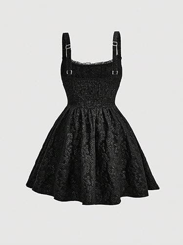 BEAUDRM Women's Cute Plus Size Jacquard Bow Front Sleeveless Wide Strap High Waist Slim Fit Cami Dress A Line Dresses - 3X-Large Plus - Black thumbnail 2