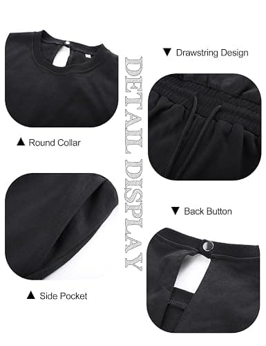 Flygo Womens Casual Jumpsuit Crewneck Cap Sleeve Long Wide Leg Pants One Piece Outfits Drawstring Romper with Pockets thumbnail 6