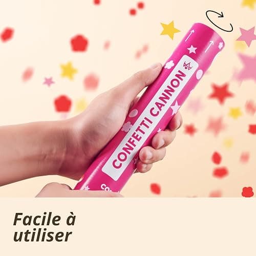 5 Canons À Confettis Pour Enfants Anniversaire Pour Filles - Avec Confettis Étoiles Roses - Certifié Fsc® Confettis Biodégradables - Facile Et Sûr thumbnail 6