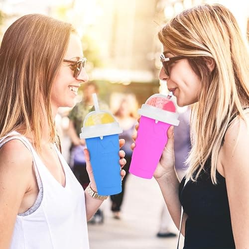 Slushie Maker Cup - TIK TOK Quick Frozen Magic Cup, Portable Double Layers Cool Slushee Maker For MilkShake,Juice,Ice Cream Make & More, Super Fun and Cool Stuff Gift For Kids,Friends & Family - Blue thumbnail 2