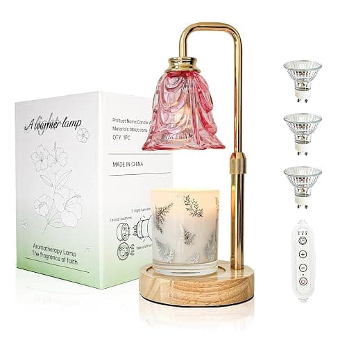 Candle Warmer Lamp with Timer Dimmable Adjustable Height - Upgraded Flower Candle Warmer Lamp with 3 Bulbs, Birthday Gifts for Women Mom,House Warming Gifts Home Decor - Image 1