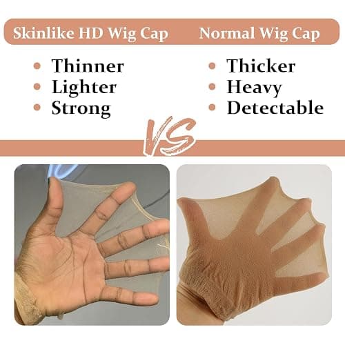 BEEOS Skinlike HD Wig Cap, 4 Pieces Invisible and Sheer Breathable Ultra-thin Stretchy Stocking Caps for Lace Front Wigs thumbnail 3