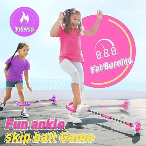 Flooyes Skip Ball for Kids, Ankle Skip Ball Toy with Counter, Timer and Cal Calculator, Girl Birthday Gifts for Age 6 7 8 9 10+, Rechargeable Colorful Flash Wheel Skip Ball for Girls Women thumbnail 3