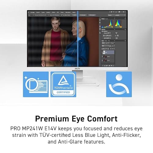 msi PRO MP241W E14V 24-inch IPS 1920 x 1080 (FHD) Office Monitor, 144Hz, Free-Sync, HDMI, DisplayPort, VESA Mountable, Tilt, Speaker, 4-Side Slim Bezel 1ms, White thumbnail 4