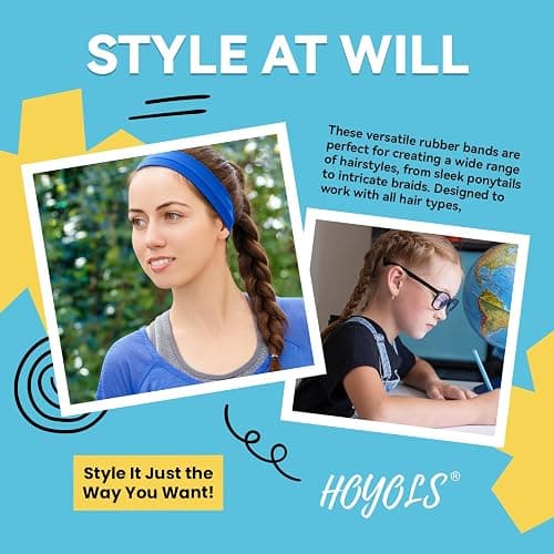 HOYOLS Clear & Black Elastic Hair Ties Rubber Bands Soft Ponytail Holder Mini Plastics Polyband for Women Girls 1500 Pcs Assorted Color Accessories TPU thumbnail 5