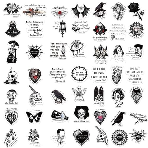 50PCS Jesus Phrase Goth Bible Verse Stickers for Water Bottle Laptop Phone Guitar Luggage Vinyl Waterproof Jesus Phrase Stickers for Teens Adults Women Men Christian thumbnail 4