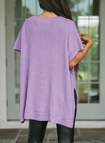 SHEWIN Womens Tops Crewneck Short Sleeve Sweater Causal Tunic Tops Lightweight Summer Sweaters for Women thumbnail 4