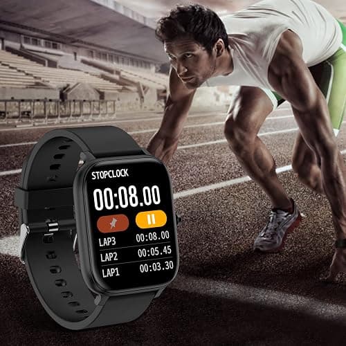 Smart Watch for Men Women Compatible with iPhone Samsung Android Phone 1.83 inch Full Touch Screen IP68 Waterproof Bluetooh Fitness Tracker Heart Rate/Sleep Monitor, Black thumbnail 3