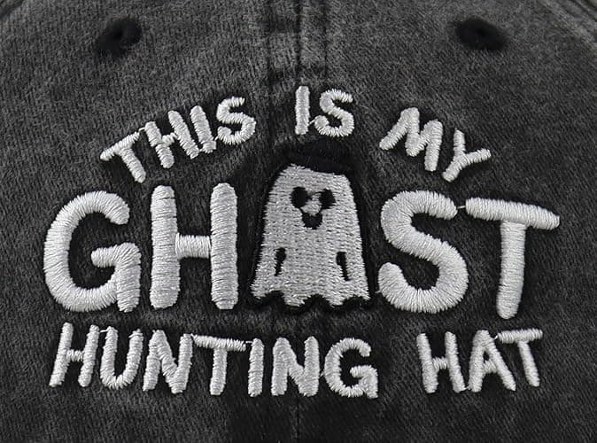 Tynqwegui This is My Ghost Hunting Hat, Adjustable Embroidered Cotton Spooky Halloween Baseball Cap for Women Men thumbnail 4
