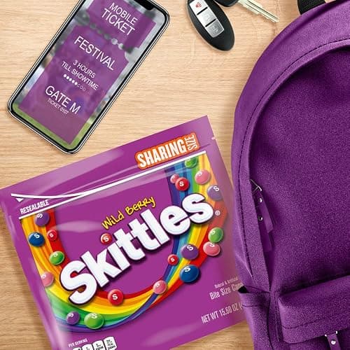 SKITTLES Wild Berry Chewy Candy Share Size Movie Night Party Favor Candy Snack, 15.6 Oz Resealable Bag thumbnail 8