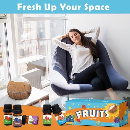 Fruity Fragrance Oil, Holamay Premium Fruit Essential Oils for Diffuser, Candle Soap Making Scents, 10x5ml, Coconut, Strawberry, Mango, Pineapple, More Home Diffusers Oil Scents, Summer Oils Gift Set thumbnail 5