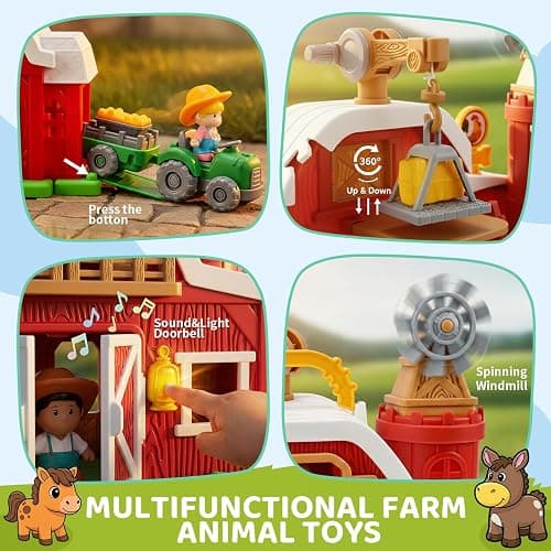 30-Piece Upgraded Farm Animal Big Barn Playset Gifts for Toddlers Christmas | Montessori Learning Toys for 18 Months Olds Girls Boys|Pretend Animal with Tractor Birthday Gifts for 2 Years thumbnail 4