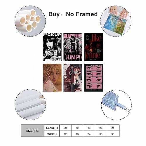 XKDOGKE A Set Of 6 Blackpink Poster Kpop Music Band Korean Girl Collage Für Zimmer, Ästhetische Leinwand-Wandkunst, Schlafzimmer-Dekor Posters 08x12inch(20x30cm) thumbnail 2