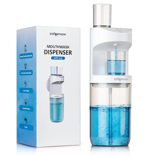 ZOFGENOW Automatic Mouthwash Dispenser for Bathroom,Bathroom Accessories 19.4 Fl Oz Dispensers with Magnetic Cups,Wall Mounted Dispenser,Suitable for All Age Groups,White - Image 1