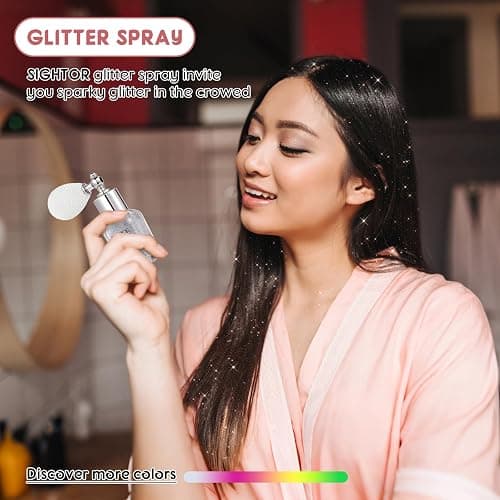 SIGHTOR Body Glitter Spray 30ML Shiny Spray for Body Hair Face Clothing | Sliver Body Shimmer Glitter Loose Sparkle Makeup for Body Highlighter thumbnail 5