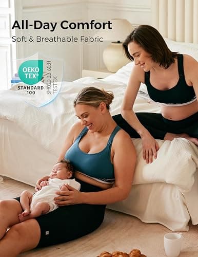 Momcozy Nursing Bras for Breastfeeding, FB011 Low-Impact Nursing Sports Bra Support Maternity Pregnancy Padded Wireless Bra thumbnail 3
