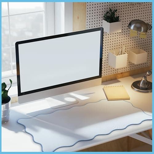 Hahafelt Scalloped Desk Mat Large Scalloped Piping Cute Desk Mat Aesthetic Preppy Table Pad Large Nonslip Pad with Edge Stitching Waterproof Gaming(Blue,31.5 x 15.75 Inches) thumbnail 7