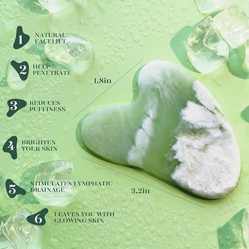 BAIMEI IcyMe Jade Roller & Gua Sha Set Face Roller and Gua Sha Facial Tools for Skin Care Routine and Puffiness, Self Care Gift for Men Women - Light Green thumbnail 4
