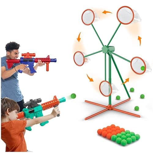 Marlrin Shooting Games Toys for Age 5 6 7 8 9 10+ Year Old Boys, Kids Toy Sports & Outdoor Game with Moving Shooting Target & 2 Popper Air Toy Guns & 24 Foam Balls, Gifts for Boys and Girls - Image 1