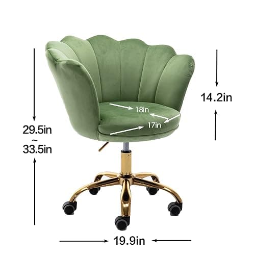 Hegmentine Modern Home Office Desk Task Chair with Wheels, Swivel, Height Adjustable, Velvet, Olive Green thumbnail 3