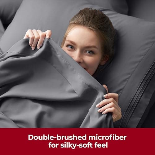 Mellanni Extra Deep Queen Sheets - 4 PC Iconic Collection Bedding - Hotel Luxury, Ultra Soft, Cooling Bed Sheets - Wrinkle, Fade, Stain Resistant (Queen, Gray) thumbnail 7