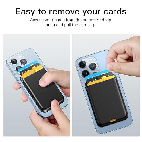 ZoyiNsgu Phone Card Holder, Premium Leather Wallet Stick on, Adhesive Credit Card Holder for Case, Sticky Wallet for Back of Cover, Android Cell Phone, iPhone, Fit 4 Cards, Snow White thumbnail 6