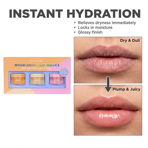 NATURE WELL Hydrating Lip Masks Variety Pack, Includes Mango, Vanilla & Berry Scents, High-Shine, Non-Greasy, Conditioning & Softening, 0.70 Ounce (Pack of 3) thumbnail 5