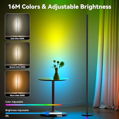NAVYLOOK Modern Floor Lamp, Smart RGB LED Floor Lamp with App & Remote Control, 16 Million Colors & 200+ Scene Modes, Corner Lamp with Timer and Music Sync, Standing lamp for Bedroom Home Decor thumbnail 3