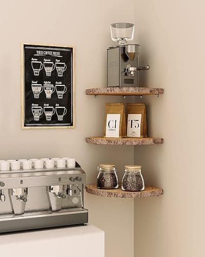 ShineZoom Corner Floating Shelves（3Pcs Wood Corner Shelf Rustic Corner Shelves Wall Corner Shelf for Decor/Storage/Kitchen/Bedroom/Office/Living Room thumbnail 5