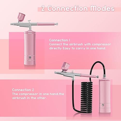 Airbrush for Nails Cordless Portable Airbrush Kit with Compressor 2 Levels 36 Psi High Pressure Rechargeable Air Brush Machine with 0.3mm Nozzle and Cleaning Brush Set for Nail Art, Cake Decor, - Silver thumbnail 2
