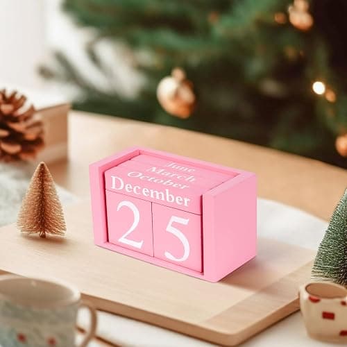 Notakia Pink Decor Wooden Desk Blocks Calendar Perpetual Block Cute Office Pink Desk Accessories Preppy Room Decor for Women thumbnail 2