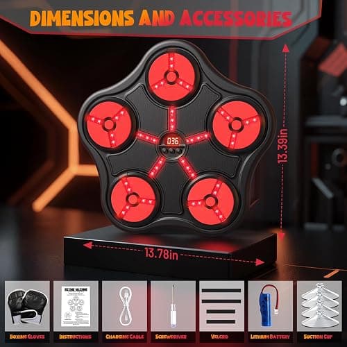 Scvcid Cool Boxing Machine Toys for Kids Aged 3-12, Wall-Mounted Smart Bluetooth Punching Bag, Boxing Training Equipment with Boxing Glove, Birthday Gifts for 3 4 5 6 7 8 9 10 11 12 Year Old Boys thumbnail 2