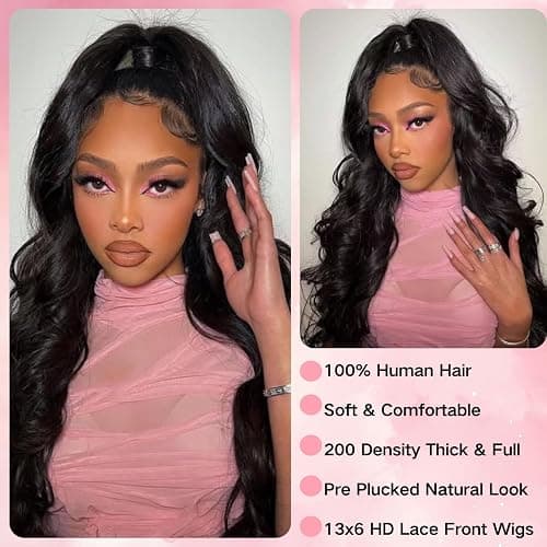 MAKATI 30 Inch 13x6 Body Wave Lace Front Wigs Human Hair 200 Density HD Transparent Lace Front Wigs for Black Women Glueless Frontal Wigs Human Hair Pre Plucked thumbnail 6