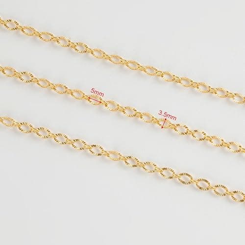 YOUBEIYEE 5 Meters 18K Gold Plated Chain for Jewelry Making, Shiny Light Gold Embossed Oval Cable Link Chain Spool Women Necklace Bracelet DIY Jewelry Findings thumbnail 4
