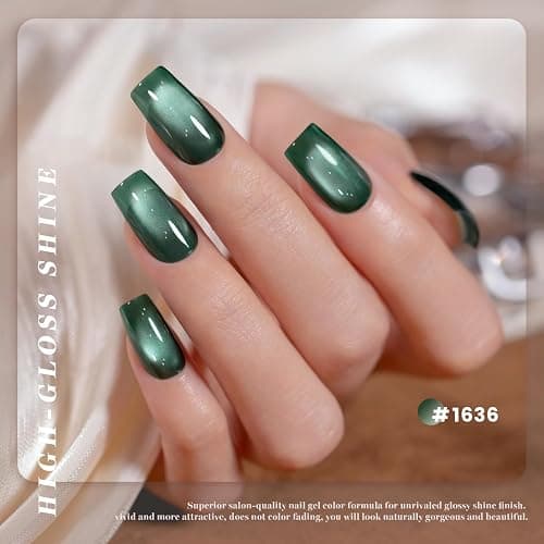 RARJSM Cat Eye Gel Nail Polish Set 6Pcs Dark Amber Ceramics Glitter Plum Purple Orange Brown Burgundy Red Deep Olive Green Jelly Glassy Cateye Gel Polish with Magnetic Stick Curing Require Home Salon thumbnail 3