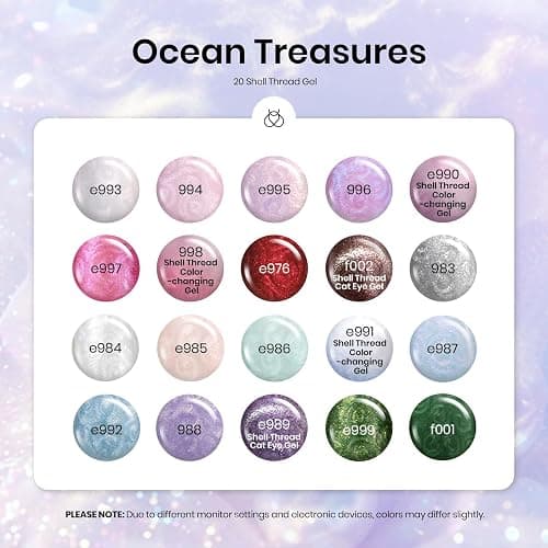 Beetles Pearl Gel Nail Polish Set - Ocean Treasures Gel Polish, 20 Colors Glitter Cat Eye Pink Red Mermaid Swirl Thread Effect Soak off UV Nail Gel for DIY Manicure Gift for Women thumbnail 2