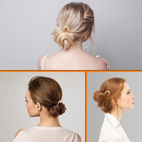 BEoffer French Hair Pin 3PCS Metal Hair Pins for Women Elegant French Twists, Buns and Updos with No Hair Damage, U-shaped French Pin Great Hold and Comfortable Keeps Hair in Place (Gold Black Silver) thumbnail 2