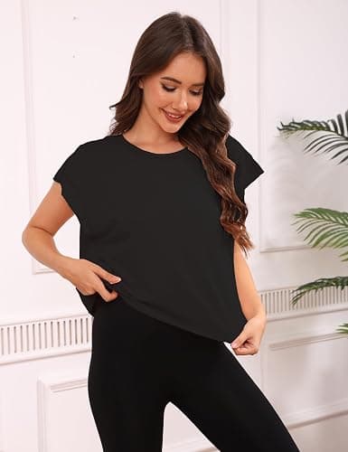 Womens 3 Pack Open Back Tops Casual Short Sleeve Workout Shirts Y2k Crop Athletic Tops Gym Yoga Running Tees thumbnail 4