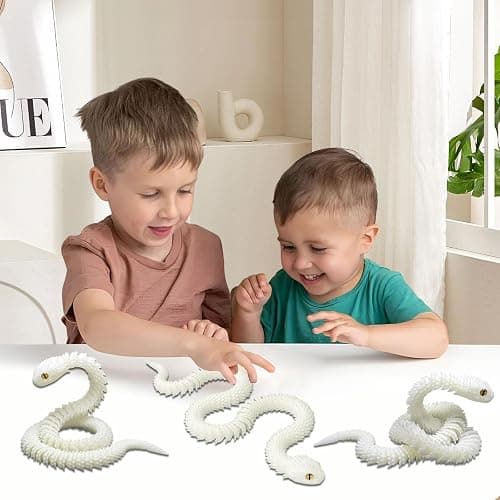 Binvin 24 inch 3D Printed Animals-Snake Viper,3D Printed Snake Toys 3D Printed Articulated Snake Animal Model Ornaments Creative Funny Toy Festival Gift for Frends (Luminous Rainbow, 24 Inch) thumbnail 2