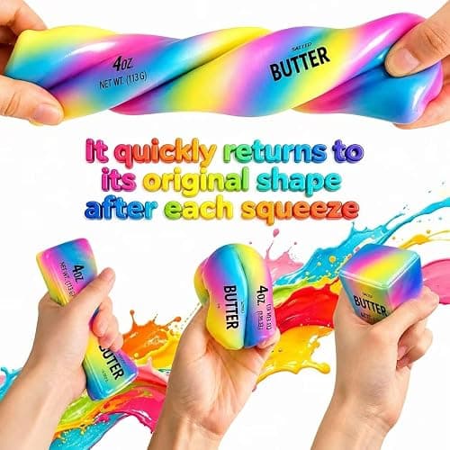 2-Pack Butter Squishy Stress Toy,2026 New Soft Novelty Toy,Realistic Butter Stick Fidget, Slow Rising Soft Squeeze Toy for Adults Stress Relief & Anxiety Relief (2PCS Butter Dazzling Colors) thumbnail 3