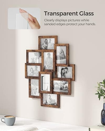SONGMICS Collage Picture Frames, 4x6 for Wall Decor 10 Pack, Assembly Required, Rustic Brown URPF020X02 thumbnail 5