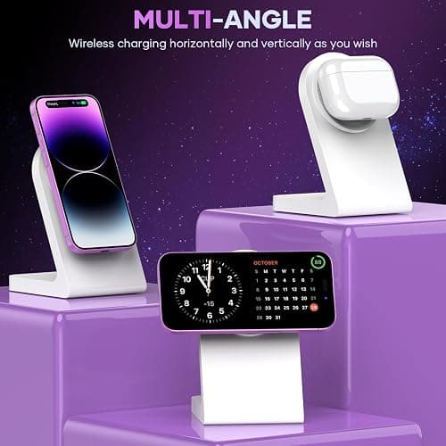 Mag Safe Wireless Ladegerät, Magnetische Kabellose Ladestation, Schnelle Mag-Safe Ladestation Kompatibel mit iPhone 17 16 15 14 13 12 Series, AirPods Pro 2, AirPods 3 thumbnail 5
