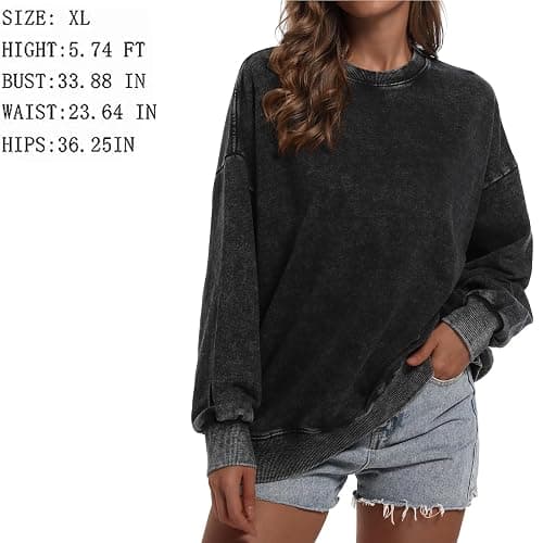 BINTEHGS Oversized Sweatshirt for Women Loose Fit Cotton Pullover Vintage Crew Neck Sweatshirts with Pocket Long Sleeve Shirt thumbnail 2