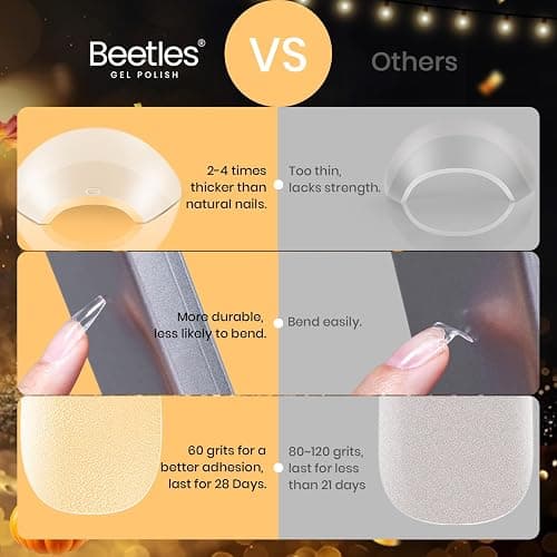 Beetles Gel Nail Tips Medium Coffin Etch X, 12 Sizes 288Pcs Pre Shaped Half Matte Full Cover Press On False Nails Tips Acrylic Fake Nail Extensions Kit Easy DIY Salon Manicure Gift for Women thumbnail 6