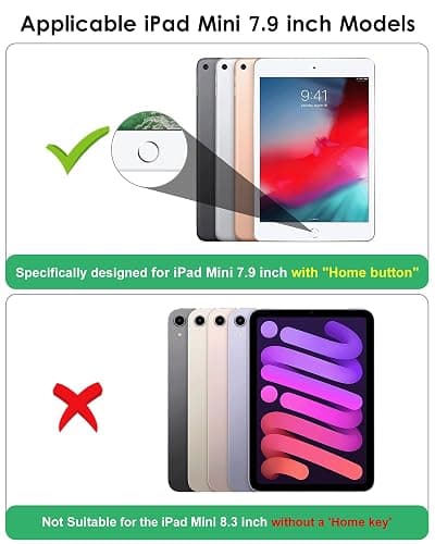 VIKESI for iPad mini 4 5 3 2 1 Case,Clear 7.9 inch iPad mini 1st 2nd 3rd 4th 5th Generation Smart Cover [Support Auto Sleep/Wake] - Rose Gold thumbnail 2