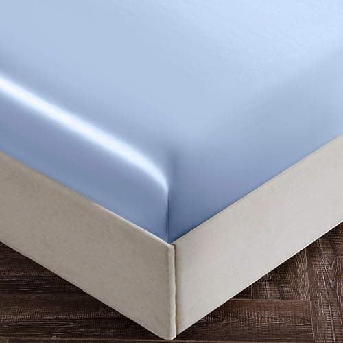 SiinvdaBZX 3-Piece Set Satin Twin XL Fitted Sheet & 2 Pillowcase, Baby Blue Silky Soft Fitted Bottom Sheet Twin Extra Long Bed Sheets, Wrinkle Free, Fade Resistant (Deep Up to 15") thumbnail 6